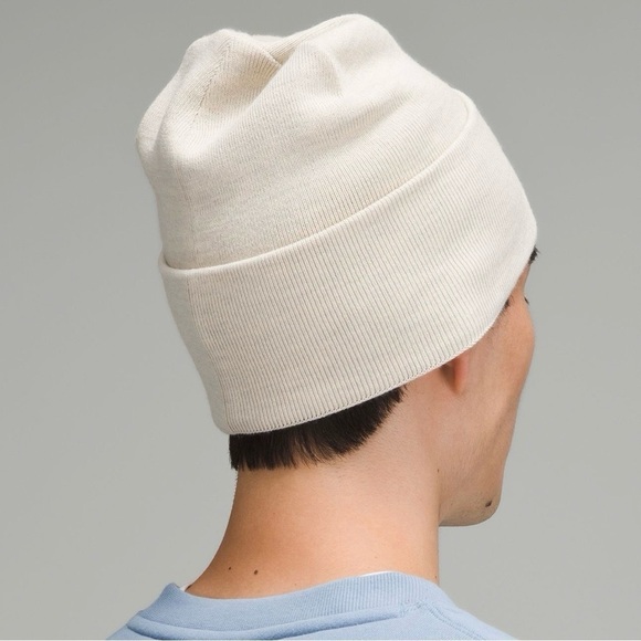 Lululemon Warm Revelation Beanie Winter Hat Wordmark Logo Heathered Bone NWT main image 5